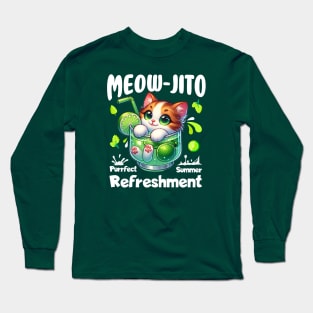 Meow-jito Kitty: "Purrfect Summer Refreshment" | Cute Cat Long Sleeve T-Shirt